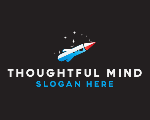 Blue Space Rocket  logo design