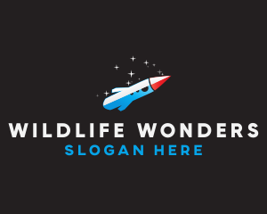 Blue Space Rocket  logo design