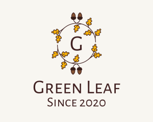 Acorn Autumn Leaves  logo design