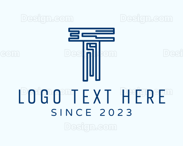 Digital Blue Letter T Logo