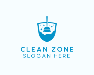 Broom Cleaning Shield logo design