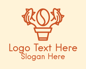 Brown Coffee Bean Plant  Logo