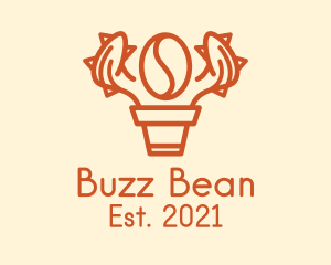 Brown Coffee Bean Plant  logo design