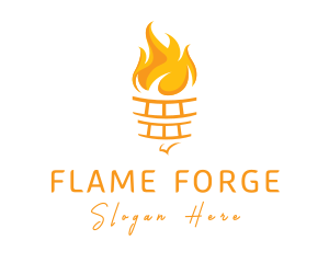 Yellow Torch Flame logo design