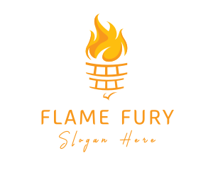 Yellow Torch Flame logo design