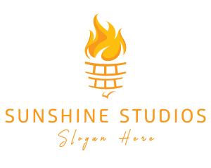 Yellow Torch Flame logo design