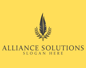 Quill Pen Wreath logo design