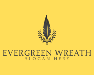 Quill Pen Wreath logo design