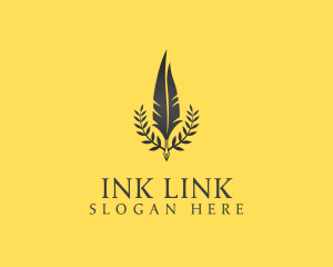 Quill Pen Wreath logo design