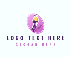 Woman Racing Bicycle Logo