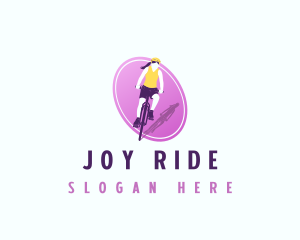 Woman Racing Bicycle logo design