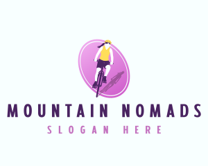 Woman Racing Bicycle logo design