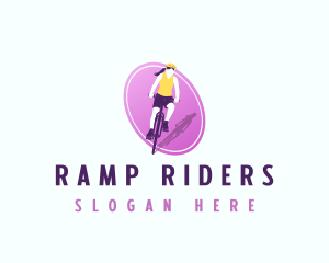 Woman Racing Bicycle logo design