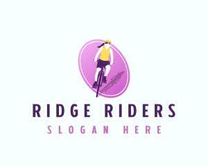 Woman Racing Bicycle logo design