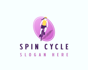 Woman Racing Bicycle logo design