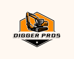 Excavator Construction Machinery logo design