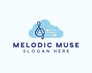 Cloud Music Notes logo design