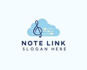 Cloud Music Notes logo design