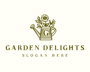 Flower Watering Can  logo design