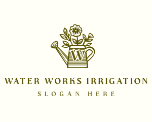 Flower Watering Can  logo design