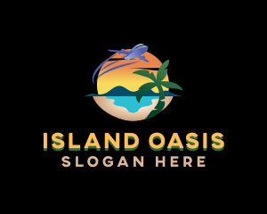 Airplane Tropical Resort logo design