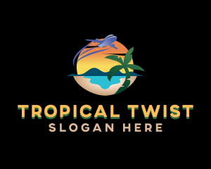 Airplane Tropical Resort logo design