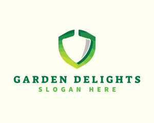 Shield Shovel Gardening logo design