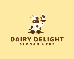 Cow Milk Waiter logo design