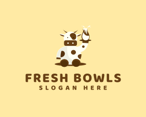 Cow Milk Waiter logo design