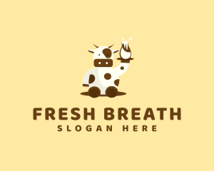 Cow Milk Waiter logo design