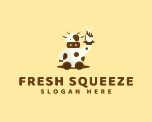 Cow Milk Waiter logo design