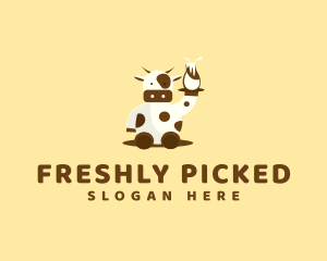 Cow Milk Waiter logo design