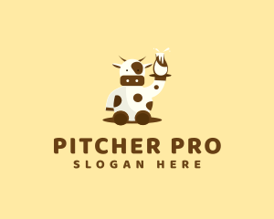 Cow Milk Waiter logo design