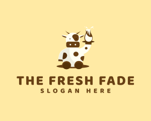 Cow Milk Waiter logo design