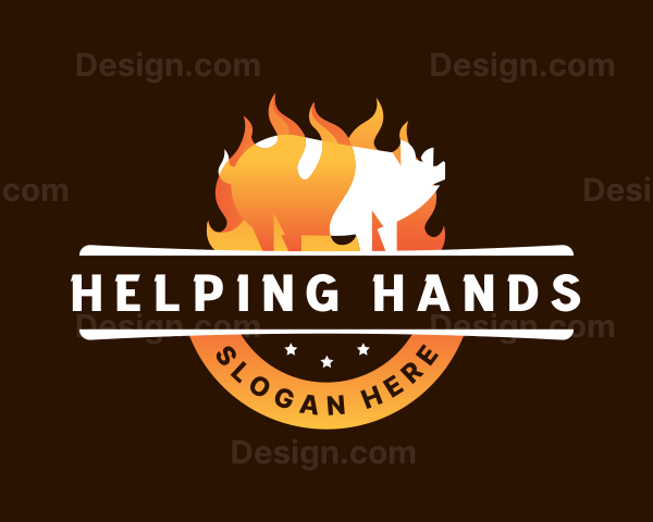 Pig Flame Barbecue Logo