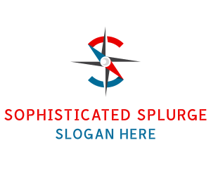 Blue Red Compass Letter S logo design