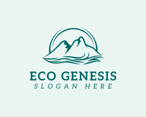 Mountain Ocean Wave logo design