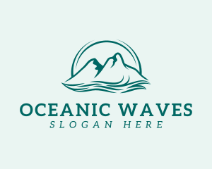 Mountain Ocean Wave logo design