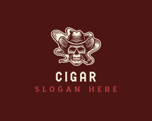 Cowboy Smoking Skull logo design