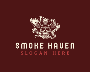 Cowboy Smoking Skull logo design