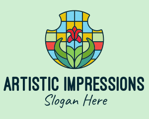 Stained Glass Flower logo design