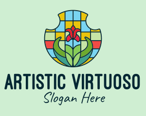 Stained Glass Flower logo design