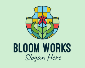 Stained Glass Flower logo design