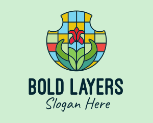 Stained Glass Flower logo design