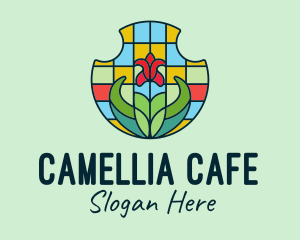 Stained Glass Flower logo design