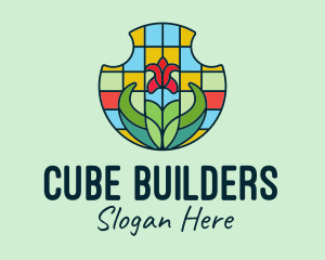 Stained Glass Flower logo design