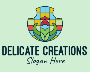 Stained Glass Flower logo design