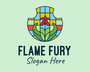 Stained Glass Flower logo design