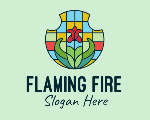 Stained Glass Flower logo design