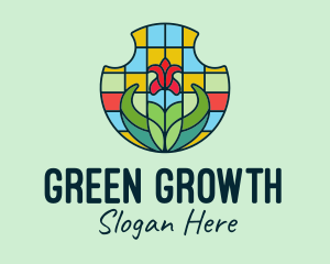 Stained Glass Flower logo design